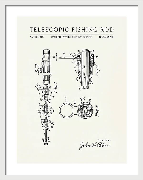 Telescopic Fishing Rod Minimalist Patent Us2452788a