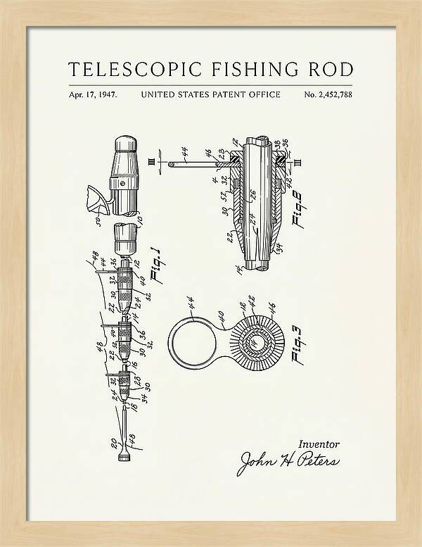 Telescopic Fishing Rod Minimalist Patent Us2452788a