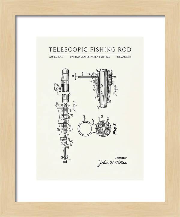 Telescopic Fishing Rod Minimalist Patent Us2452788a