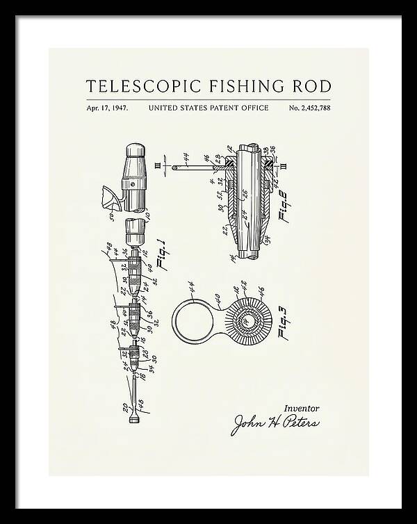 Telescopic Fishing Rod Minimalist Patent Us2452788a