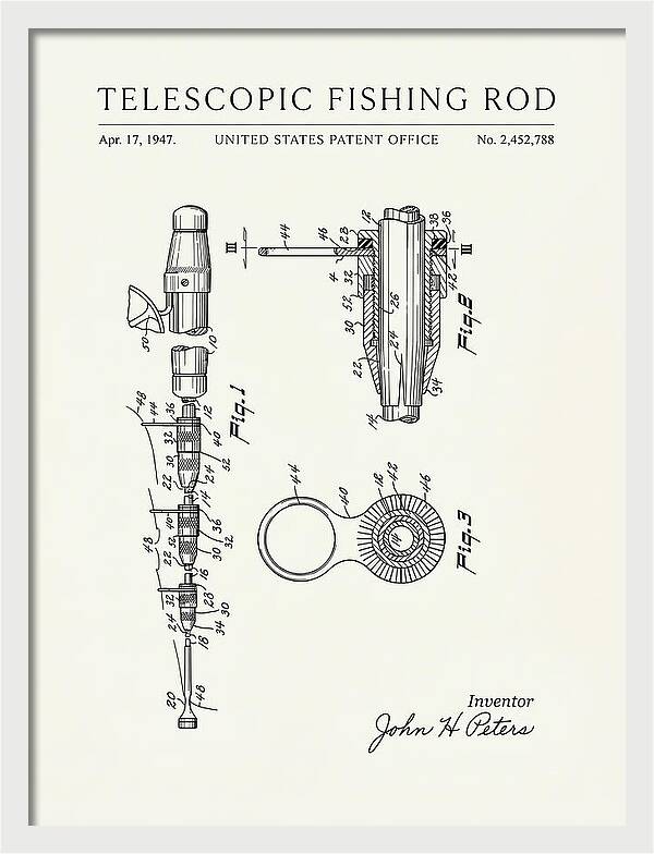 Telescopic Fishing Rod Minimalist Patent Us2452788a