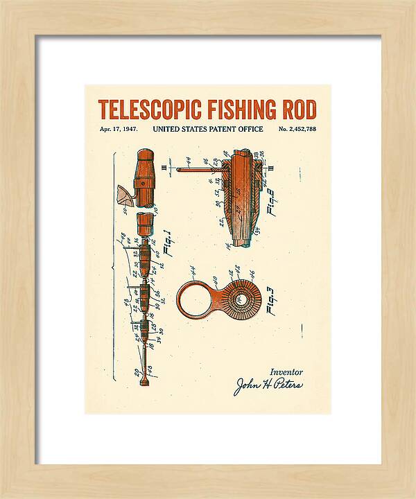Telescopic Fishing Rod Retro Patent Us2452788a