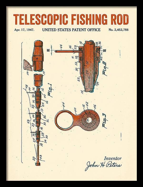 Telescopic Fishing Rod Retro Patent Us2452788a