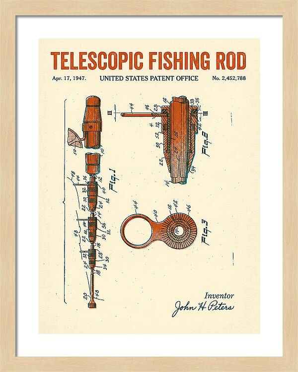 Telescopic Fishing Rod Retro Patent Us2452788a