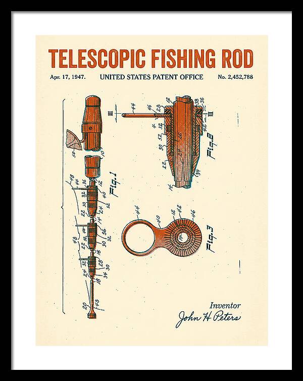 Telescopic Fishing Rod Retro Patent Us2452788a