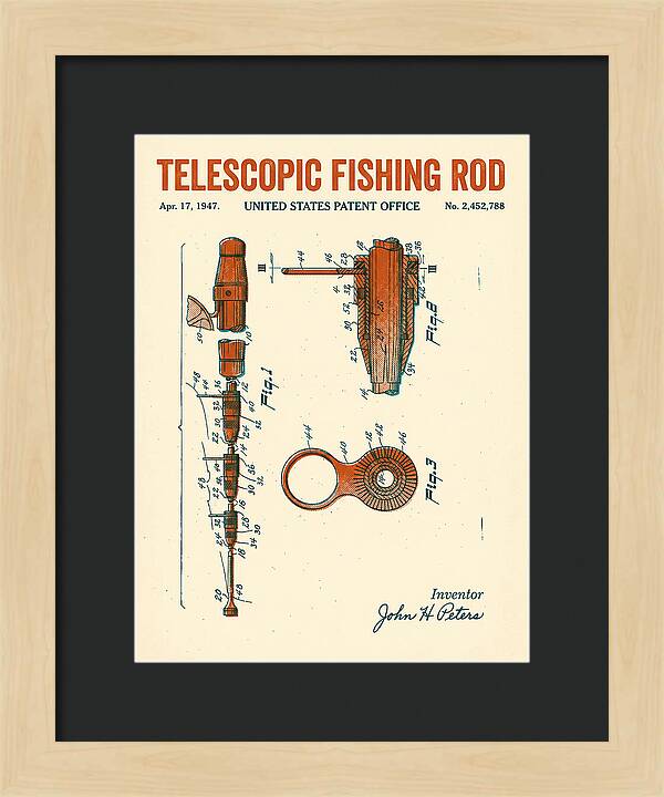 Telescopic Fishing Rod Retro Patent Us2452788a