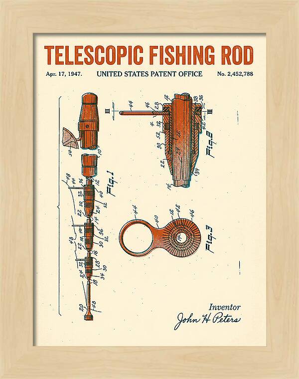 Telescopic Fishing Rod Retro Patent Us2452788a
