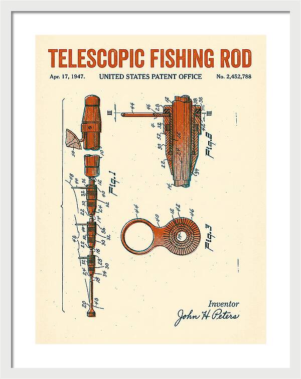 Telescopic Fishing Rod Retro Patent Us2452788a