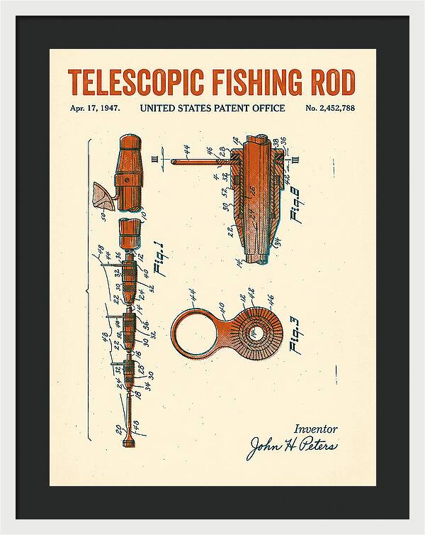 Telescopic Fishing Rod Retro Patent Us2452788a