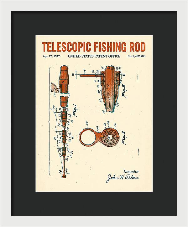Telescopic Fishing Rod Retro Patent Us2452788a