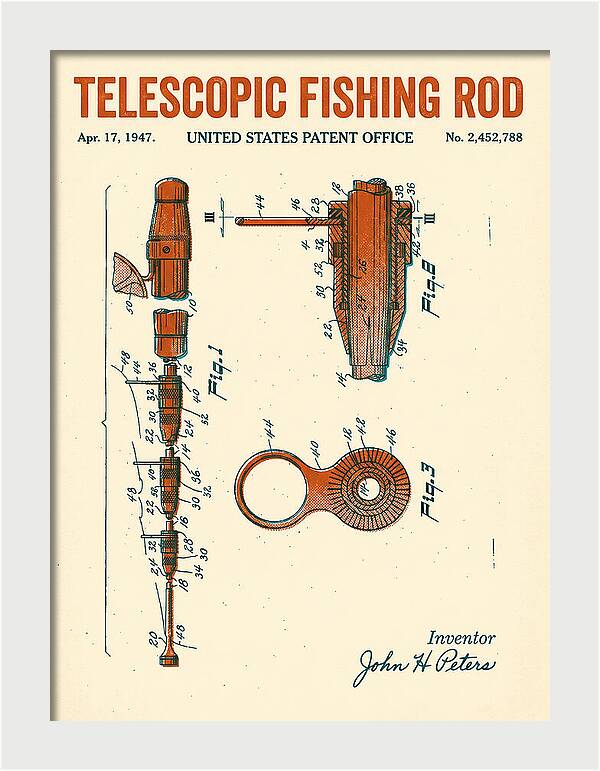 Telescopic Fishing Rod Retro Patent Us2452788a
