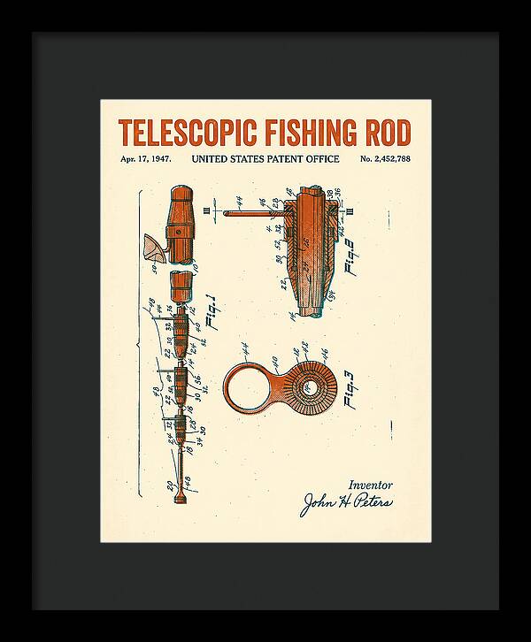 Telescopic Fishing Rod Retro Patent Us2452788a