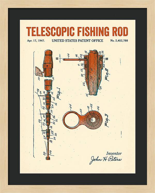 Telescopic Fishing Rod Retro Patent Us2452788a