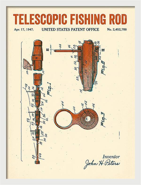 Telescopic Fishing Rod Retro Patent Us2452788a