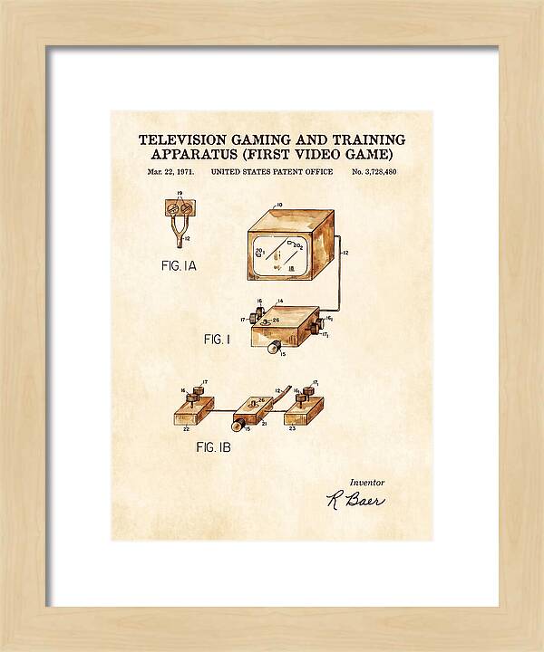 Television Gaming And Training Apparatus First Video Game Watercolor Patent Us3728480a