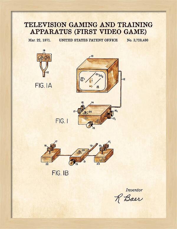 Television Gaming And Training Apparatus First Video Game Watercolor Patent Us3728480a