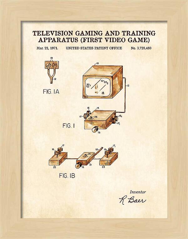 Television Gaming And Training Apparatus First Video Game Watercolor Patent Us3728480a