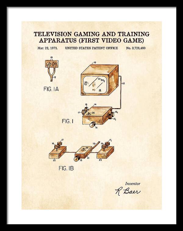 Television Gaming And Training Apparatus First Video Game Watercolor Patent Us3728480a