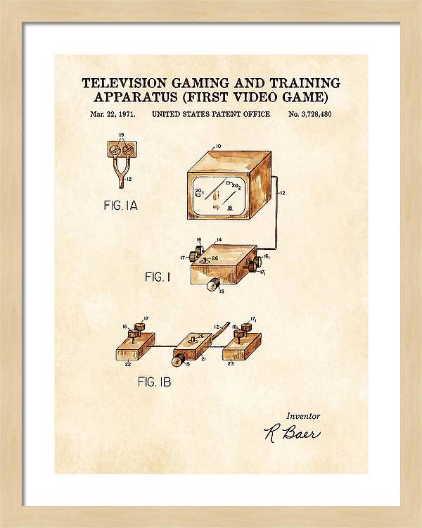 Television Gaming And Training Apparatus First Video Game Watercolor Patent Us3728480a