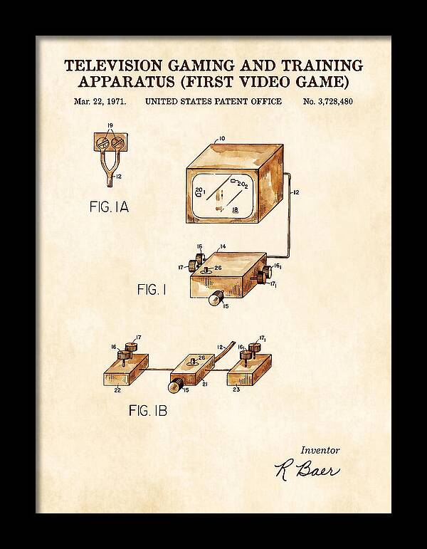 Television Gaming And Training Apparatus First Video Game Watercolor Patent Us3728480a