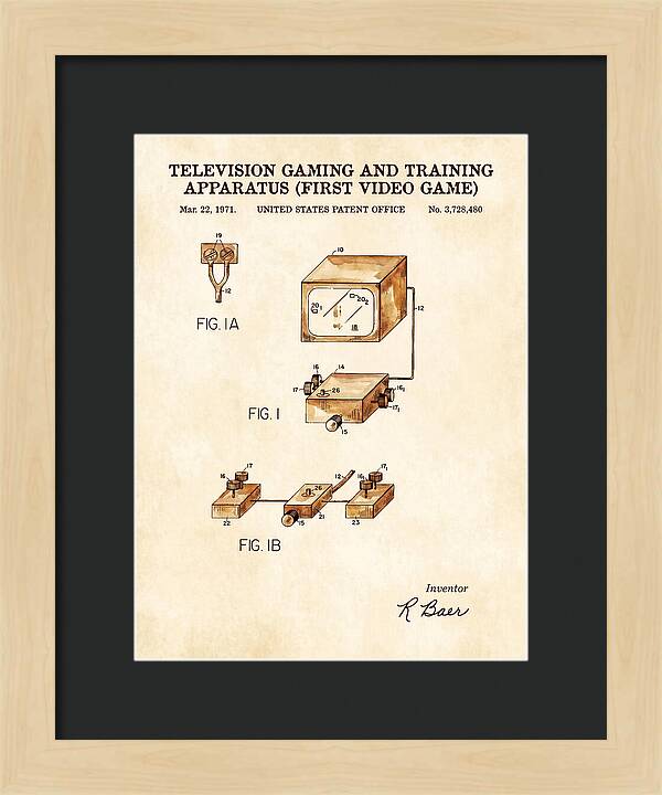 Television Gaming And Training Apparatus First Video Game Watercolor Patent Us3728480a