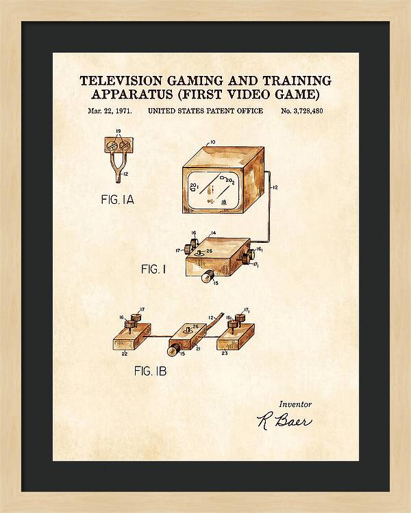 Television Gaming And Training Apparatus First Video Game Watercolor Patent Us3728480a