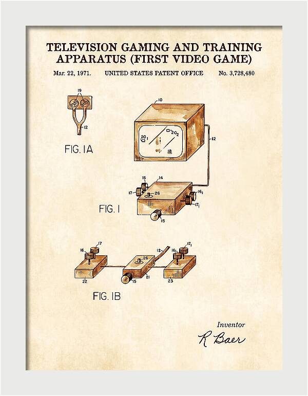 Television Gaming And Training Apparatus First Video Game Watercolor Patent Us3728480a