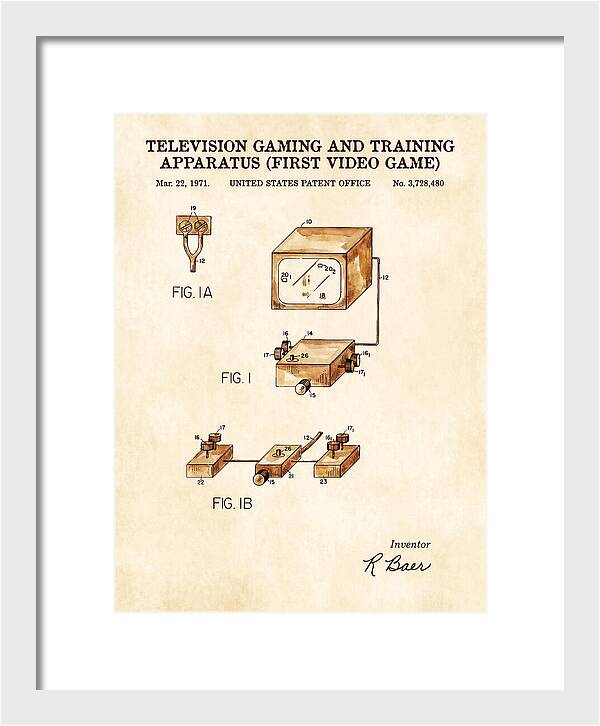 Television Gaming And Training Apparatus First Video Game Watercolor Patent Us3728480a