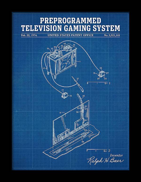 Television Gaming System Magnavox Odyssey Blueprint Patent Us3921161a