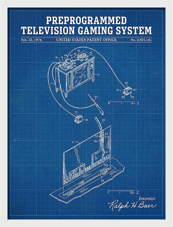 Television Gaming System Magnavox Odyssey Blueprint Patent Us3921161a