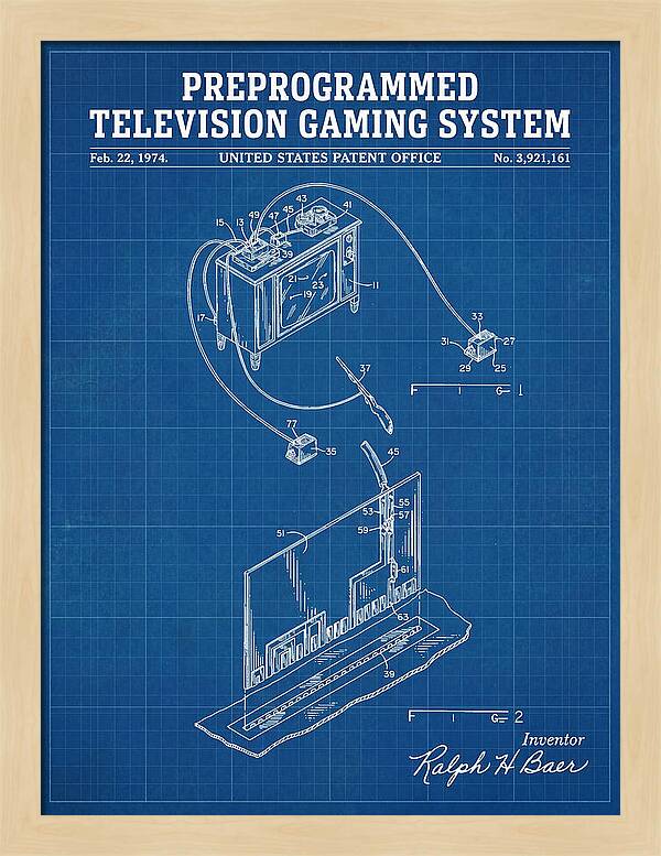 Television Gaming System Magnavox Odyssey Blueprint Patent Us3921161a