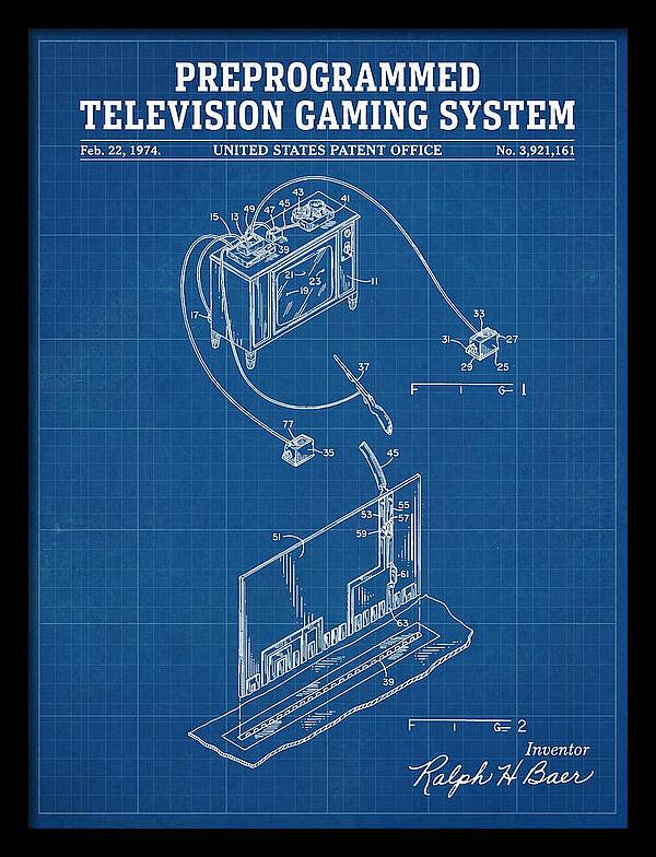 Television Gaming System Magnavox Odyssey Blueprint Patent Us3921161a