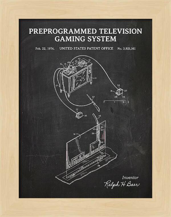 Television Gaming System Magnavox Odyssey Chalkboard Patent Us3921161a