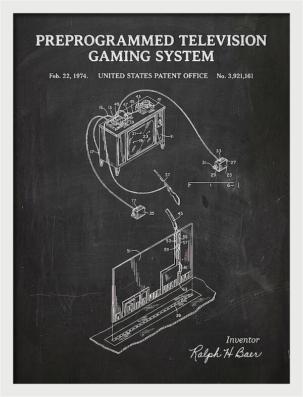 Television Gaming System Magnavox Odyssey Chalkboard Patent Us3921161a