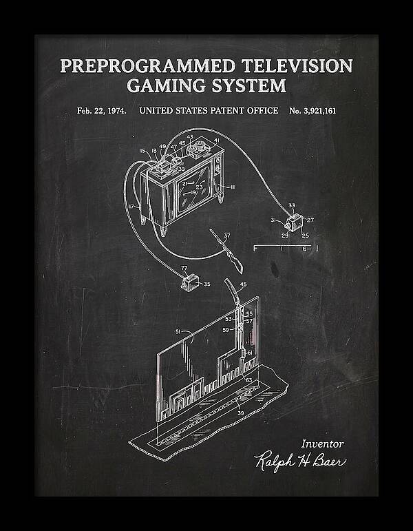 Television Gaming System Magnavox Odyssey Chalkboard Patent Us3921161a