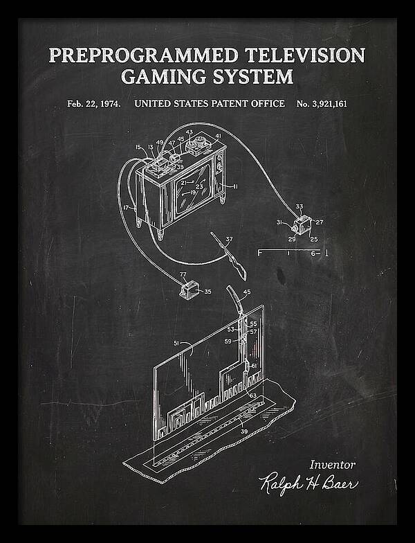Television Gaming System Magnavox Odyssey Chalkboard Patent Us3921161a