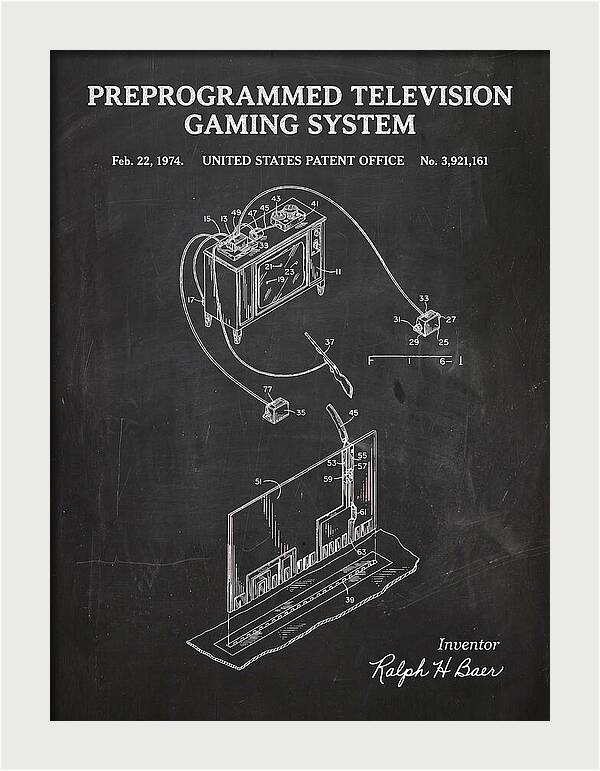 Television Gaming System Magnavox Odyssey Chalkboard Patent Us3921161a