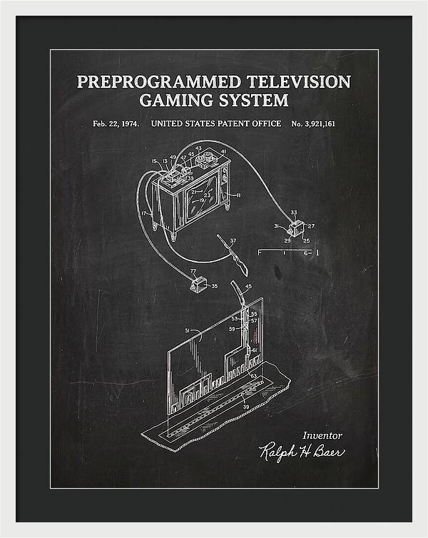 Television Gaming System Magnavox Odyssey Chalkboard Patent Us3921161a