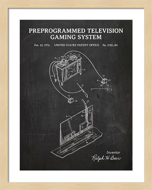 Television Gaming System Magnavox Odyssey Chalkboard Patent Us3921161a