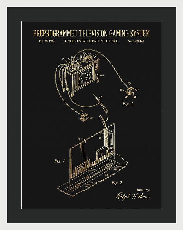 Television Gaming System Magnavox Odyssey Gold Patent Us3921161a
