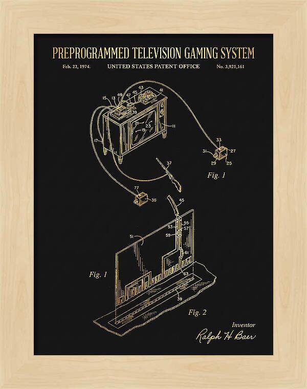 Television Gaming System Magnavox Odyssey Gold Patent Us3921161a