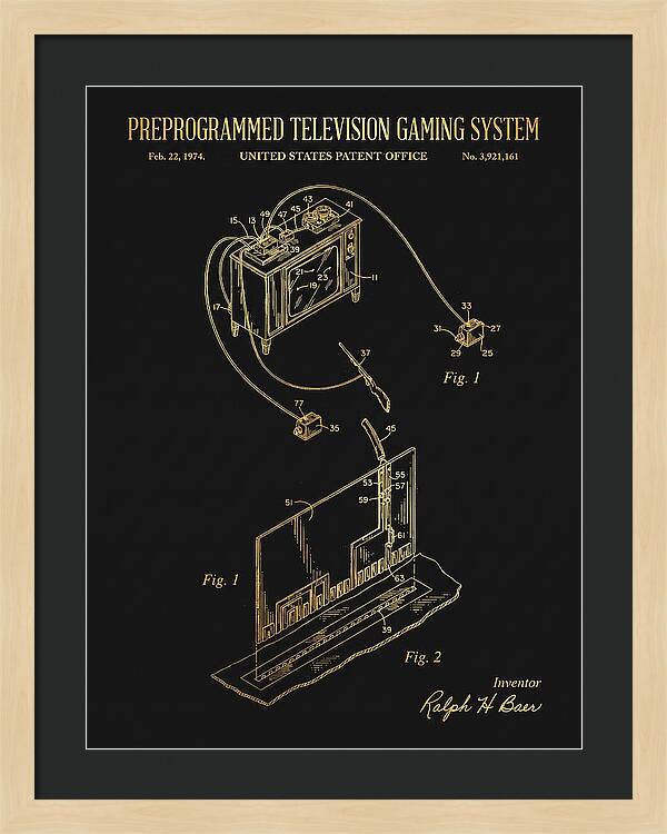 Television Gaming System Magnavox Odyssey Gold Patent Us3921161a