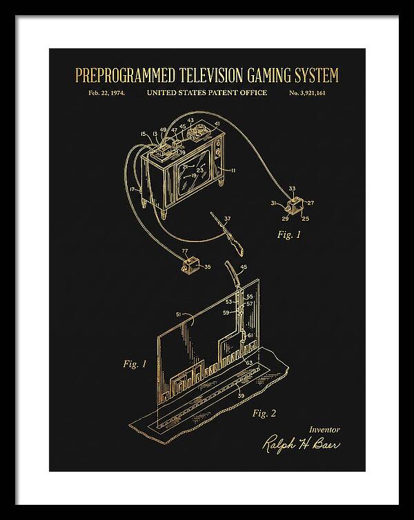 Television Gaming System Magnavox Odyssey Gold Patent Us3921161a