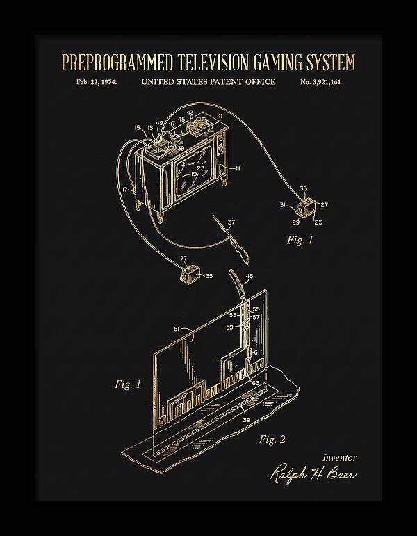 Television Gaming System Magnavox Odyssey Gold Patent Us3921161a