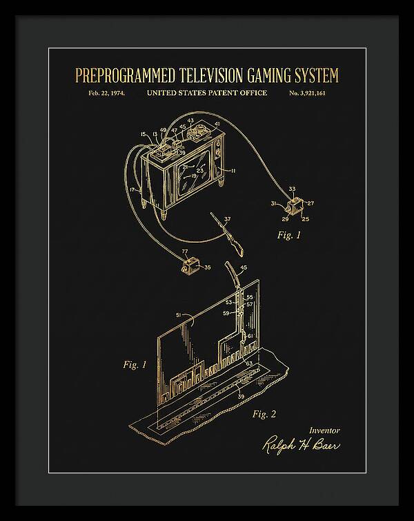 Television Gaming System Magnavox Odyssey Gold Patent Us3921161a