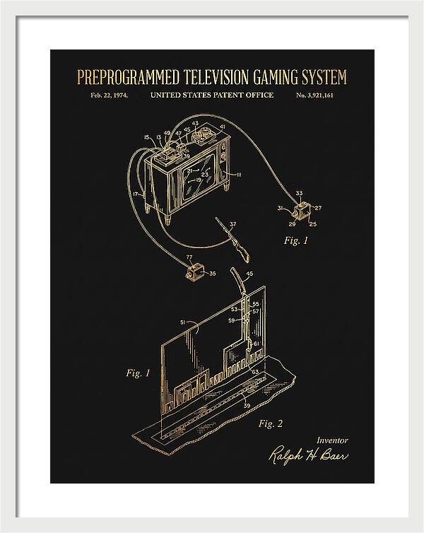 Television Gaming System Magnavox Odyssey Gold Patent Us3921161a
