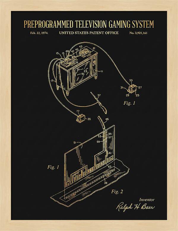 Television Gaming System Magnavox Odyssey Gold Patent Us3921161a