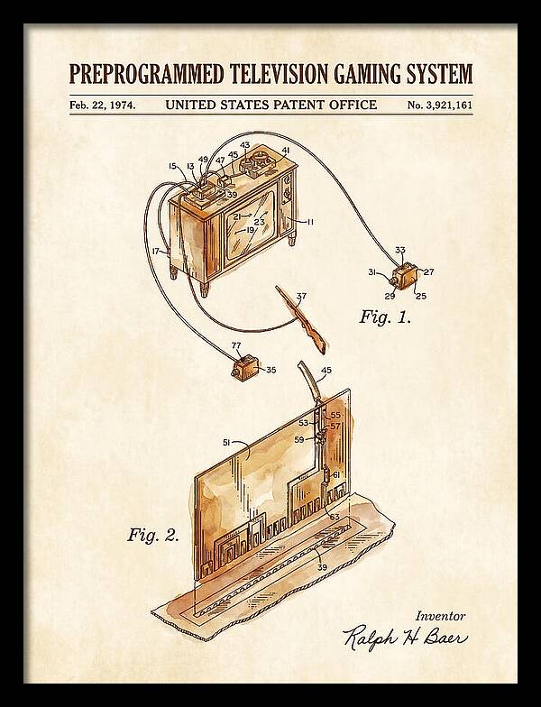 Television Gaming System Magnavox Odyssey Watercolor Patent Us3921161a