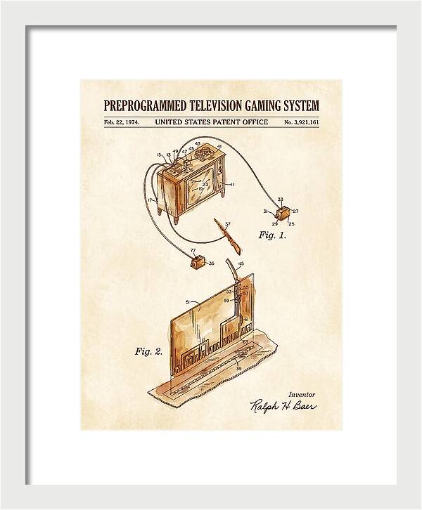 Television Gaming System Magnavox Odyssey Watercolor Patent Us3921161a