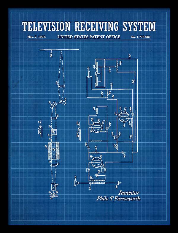 Television Receiving System Blueprint Patent Us1773981a